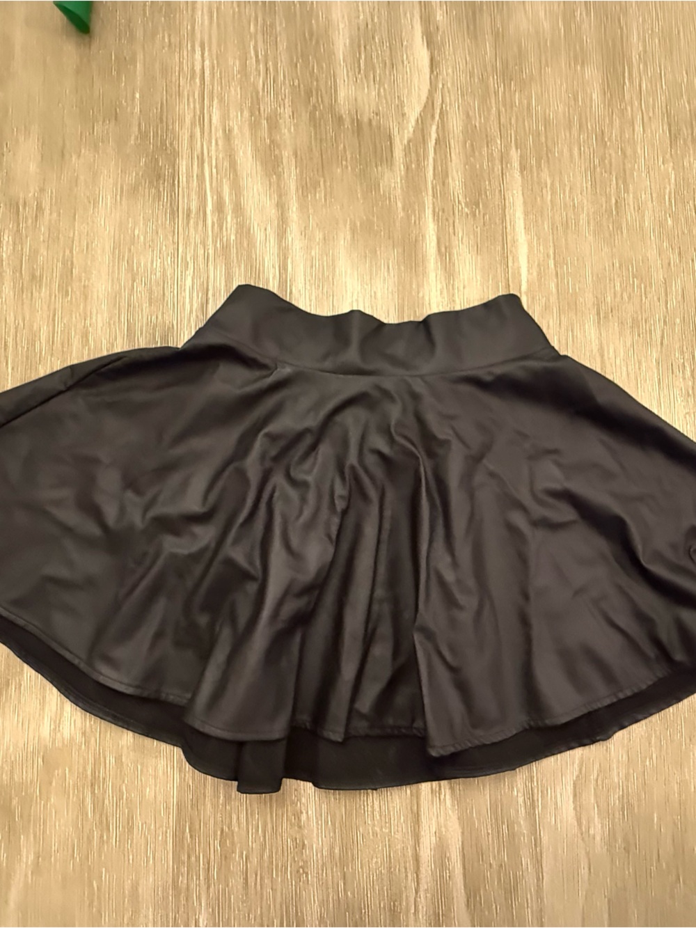 Faux Leather Mini Skirt High Waisted Pleated A-Line PU Skater Skirt Large